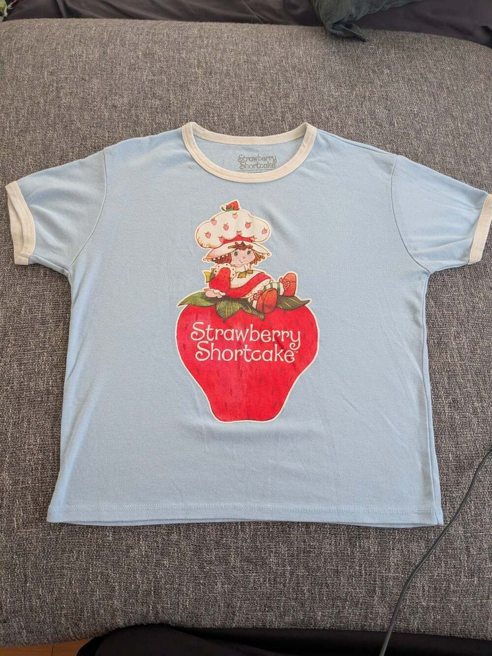 Strawberry Shortcake Graphic Ringer T-Shirt Size L